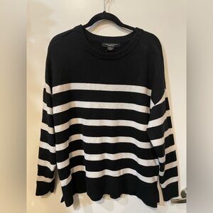 French Connection Essentials Black & White Striped Sweater – Size XL